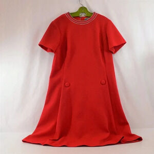 Vintage Red Polyester Shift Dress Fortrel Knit Dress with Button  Detail Tricot